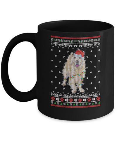 Golden Retriever Christmas Ugly Sweater Lights Dog Xmas Gift Mug-Coffee Mug-11oz Mug-Black
