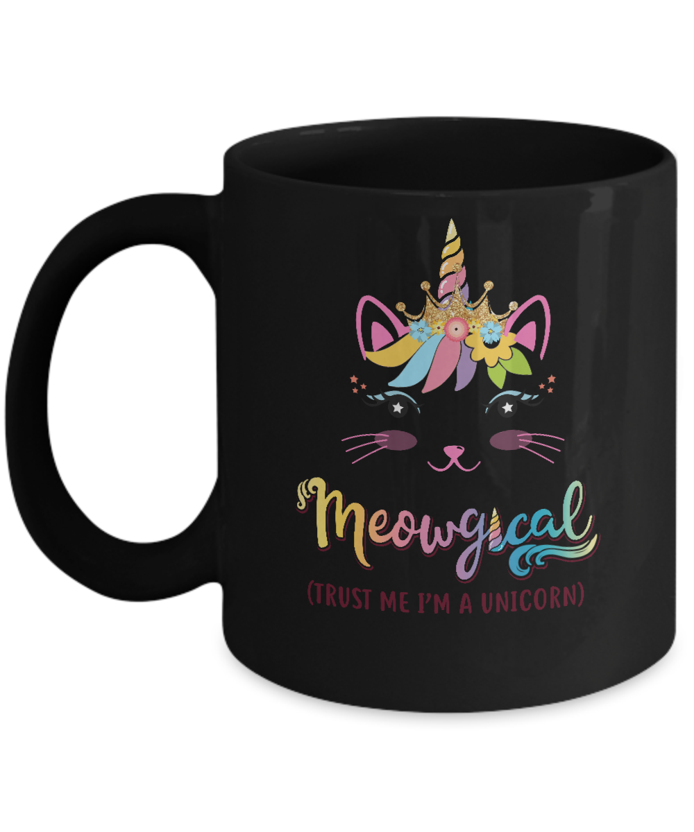 Caticorn Kittycorn Rainbow Meowgical Cat Unicorn Cute Mug-Coffee Mug-11oz Mug-Black