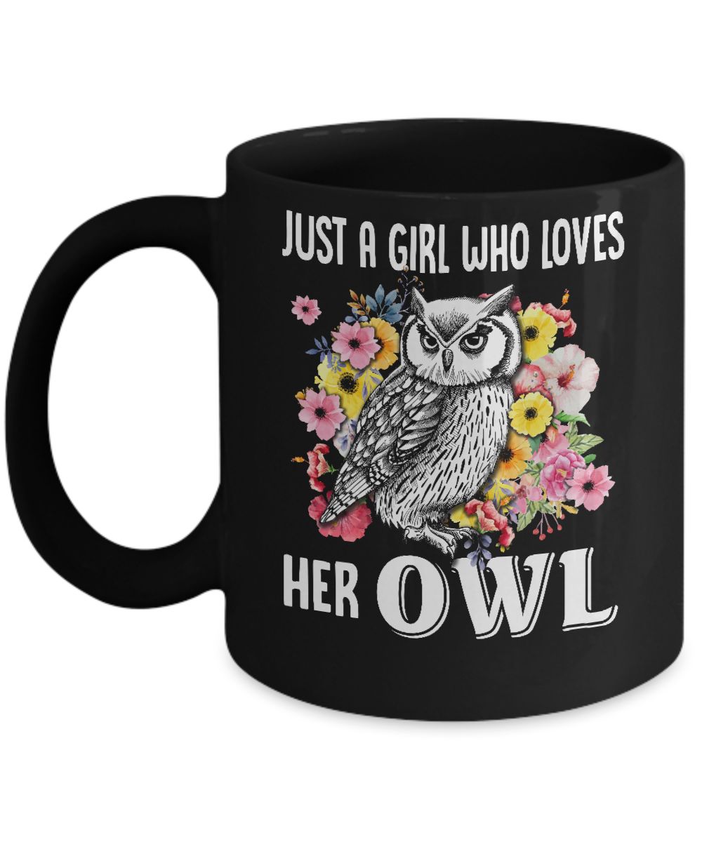 Just A Girl Who Loves Her Owl Mug-Coffee Mug-11oz Mug-Black