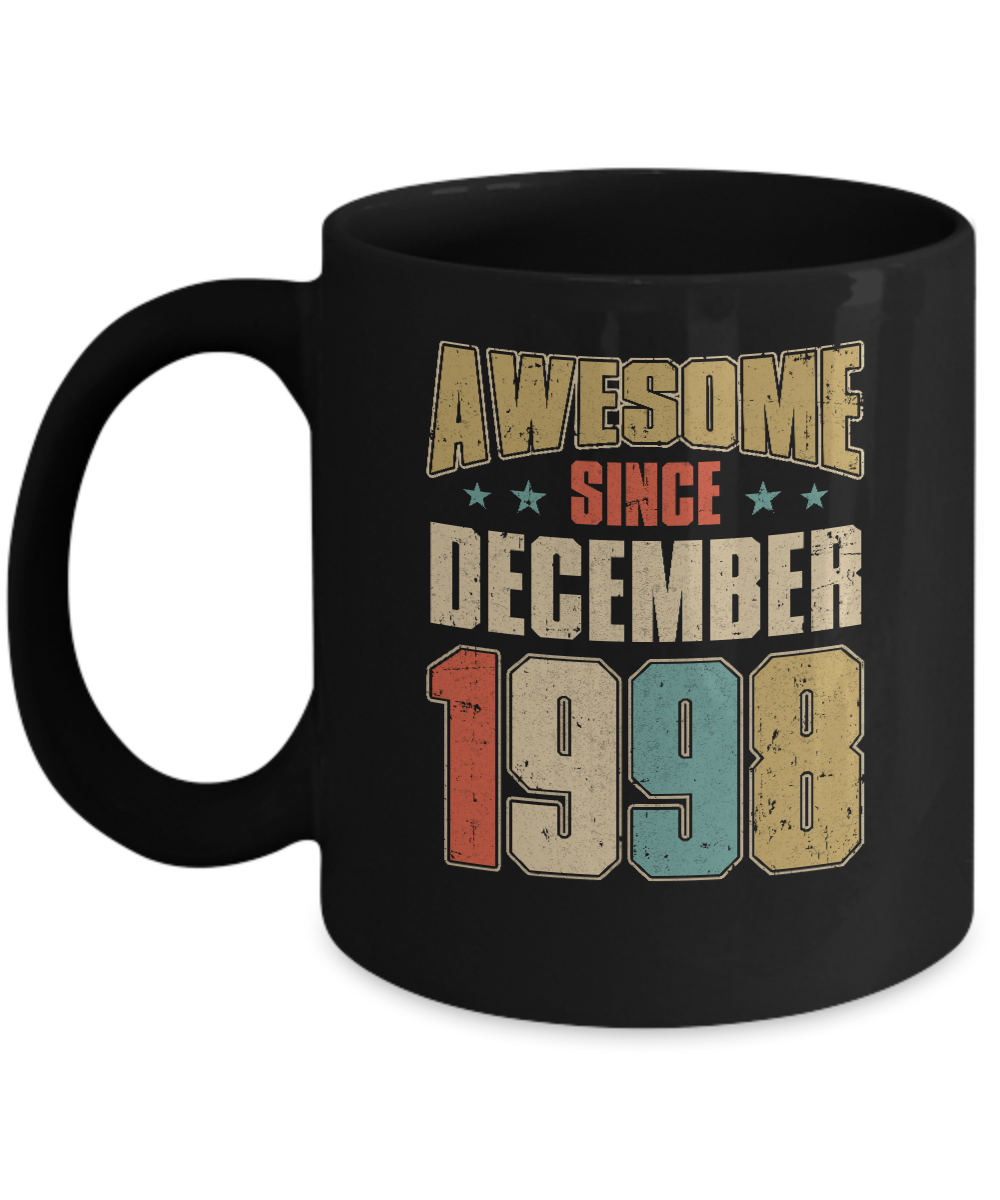 Vintage Retro Awesome Since December 1998 23th Birthday Mug-Coffee Mug-11oz Mug-Black