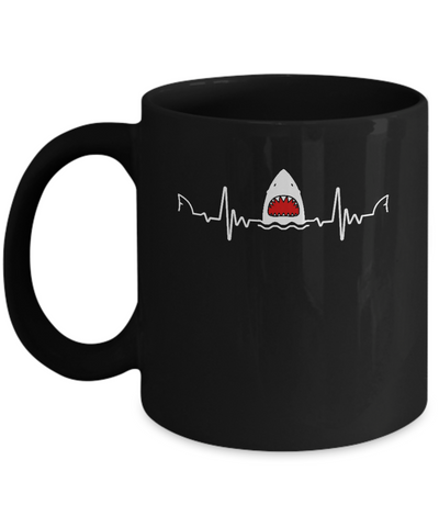 Funny Shark Heartbeat Lovers Gift Mug-Coffee Mug-11oz Mug-Black