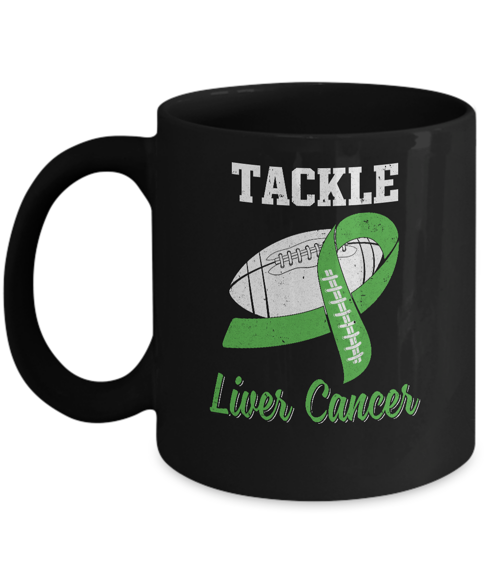 Football Survivor Tackle Green Liver Cancer Awareness Mug-Coffee Mug-11oz Mug-Black