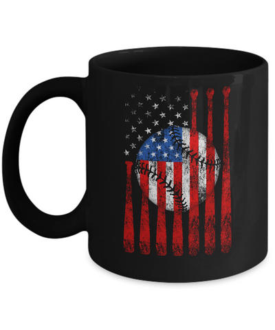 American Flag Vintage Baseball Mug-Coffee Mug-11oz Mug-Black