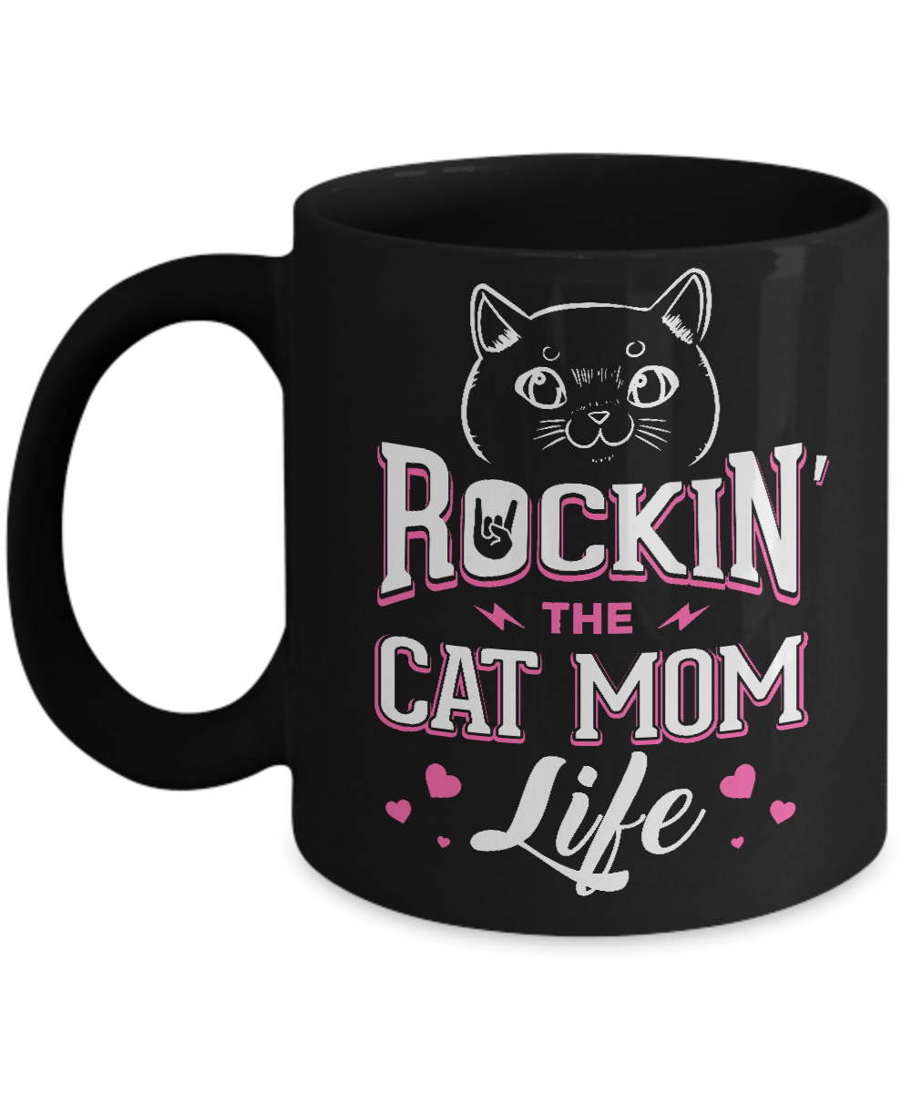 Rocking The Cat Mom Life Mug-Coffee Mug-11oz Mug-Black