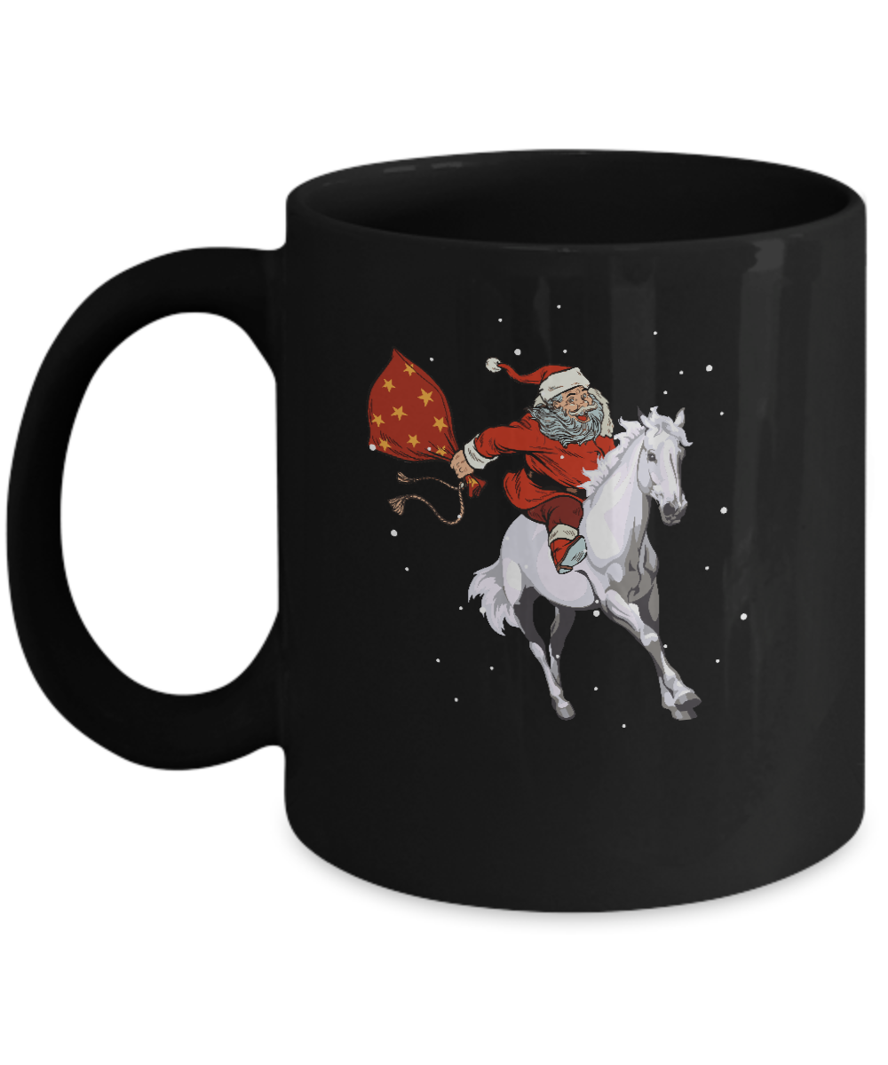 Horse Christmas Santa Rider Mug-Coffee Mug-11oz Mug-Black
