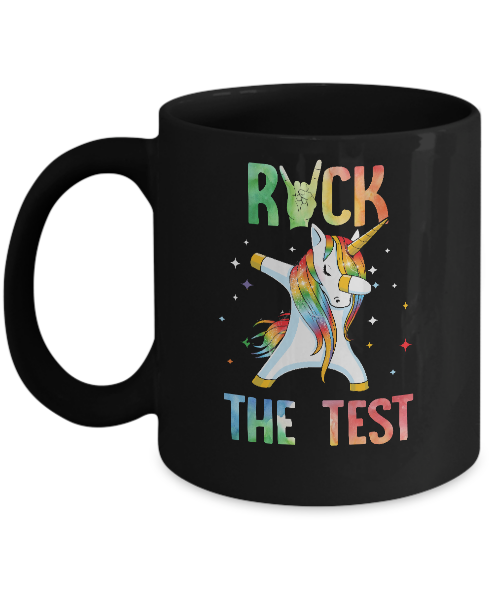 Rock The Test Funny School Unicorn Professor Teacher Mug-Coffee Mug-11oz Mug-Black