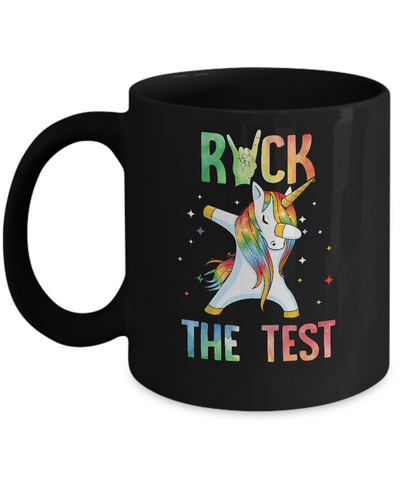 Rock The Test Funny School Unicorn Professor Teacher Mug-Coffee Mug-11oz Mug-Black