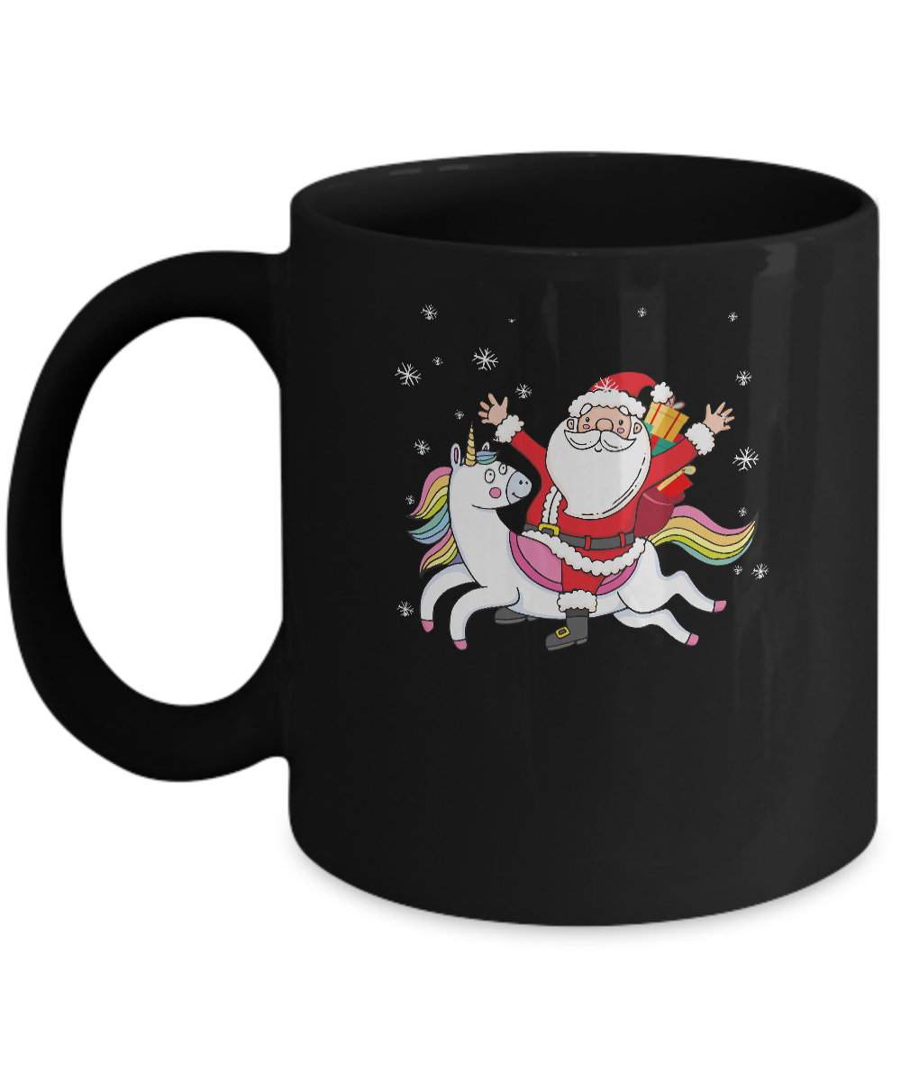 Santa Riding Unicorn Christmas Kids Girls Women Xmas Mug