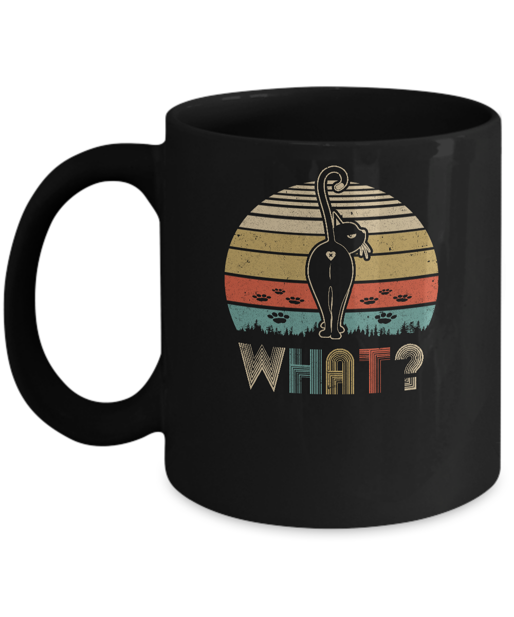 Funny Cat Lovers Clothing Vintage What Cat Mug-Coffee Mug-11oz Mug-Black