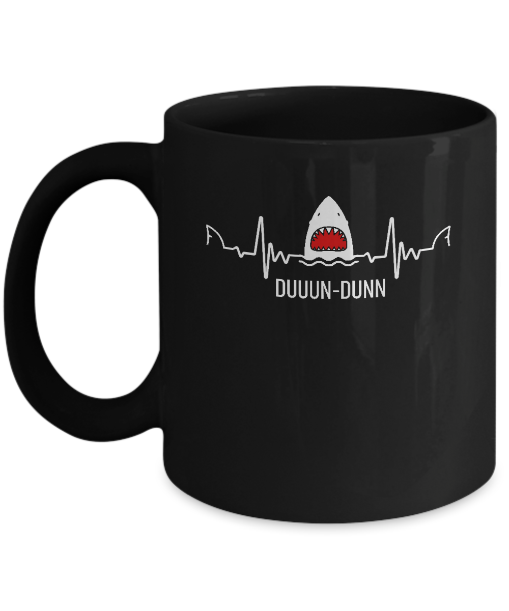 Funny Shark Lovers Heartbeat Feat Shark Gift Mug-Coffee Mug-11oz Mug-Black