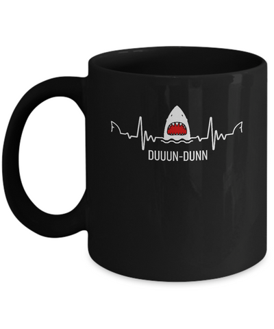 Funny Shark Lovers Heartbeat Feat Shark Gift Mug-Coffee Mug-11oz Mug-Black