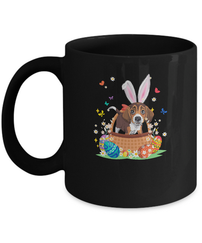 Beagle Bunny Hat Rabbit Easter Eggs Mug-Coffee Mug-11oz Mug-Black