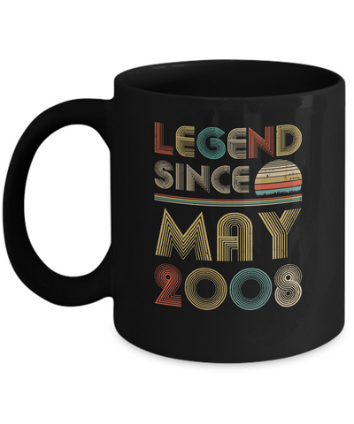 Legend Since May 2008 Vintage 13th Birthday Gifts Youth Mug-Coffee Mug-11oz Mug-Black