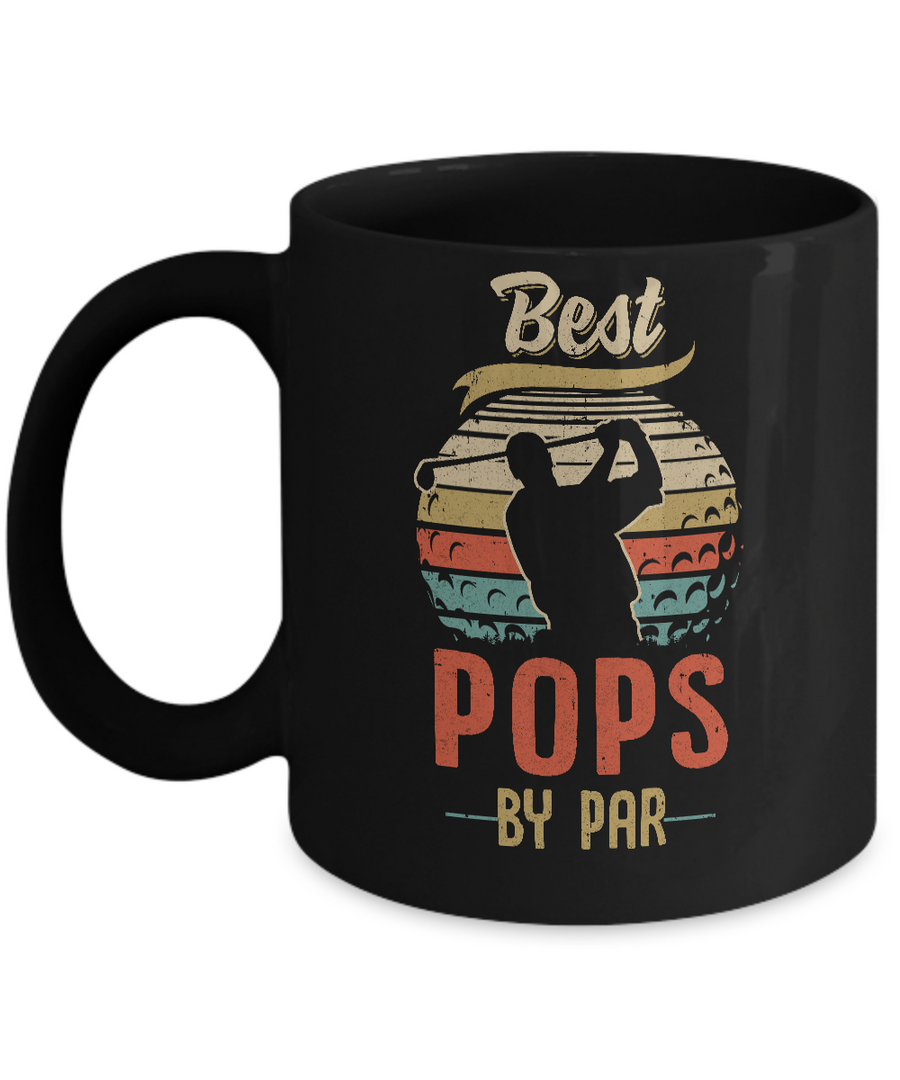 Vintage Best Pops By Par Fathers Day Funny Golf Gift Mug-Coffee Mug-11oz Mug-Black