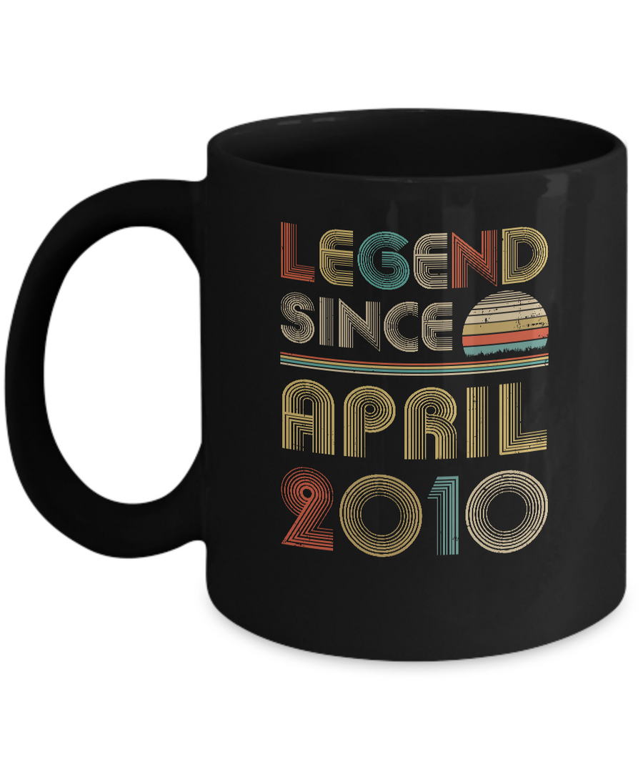 Legend Since April 2010 Vintage 11th Birthday Gifts Youth Mug-Coffee Mug-11oz Mug-Black
