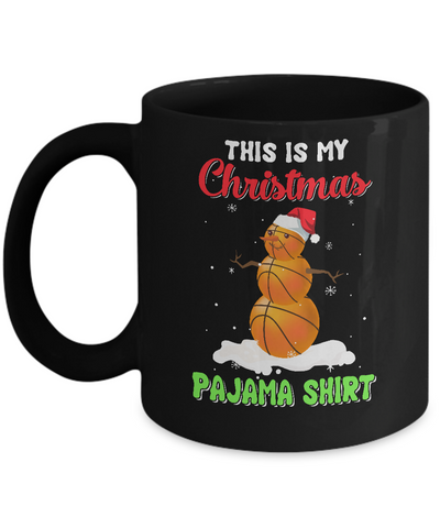 This Is My Christmas Pajama Xmas Snowman Basketball Mug-Coffee Mug-11oz Mug-Black