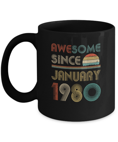 Awesome Since January 1980 Vintage 41th Birthday Gifts Mug-Coffee Mug-11oz Mug-Black