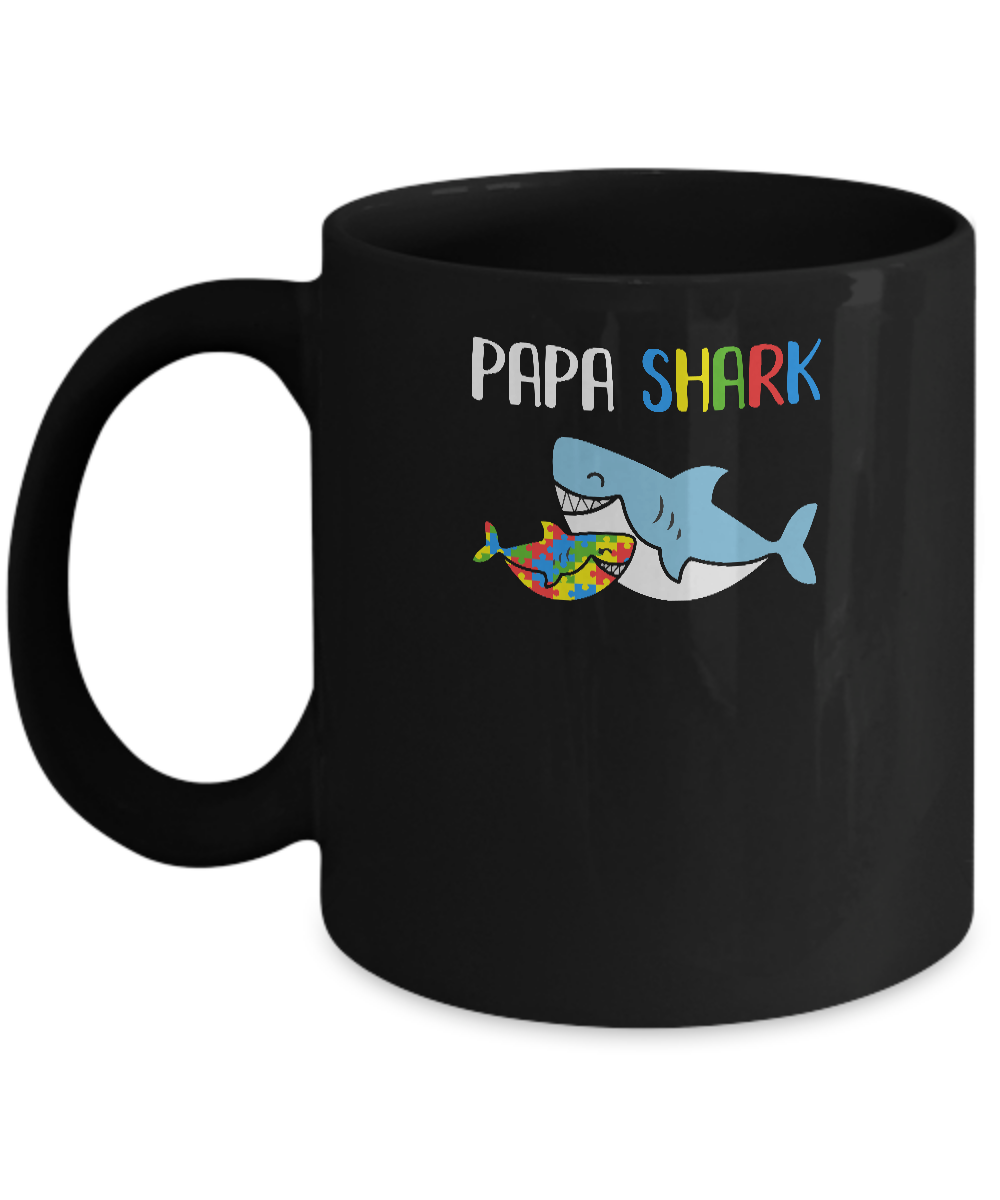Papa Shark Support Autism Awareness For Grandchild Mug
