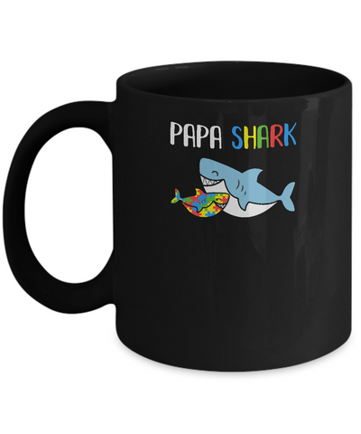 Papa Shark Support Autism Awareness For Grandchild Mug-Coffee Mug-11oz Mug-Black