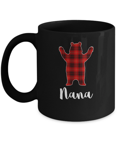 Red Nana Bear Buffalo Plaid Family Christmas Pajamas Mug-Coffee Mug-11oz Mug-Black