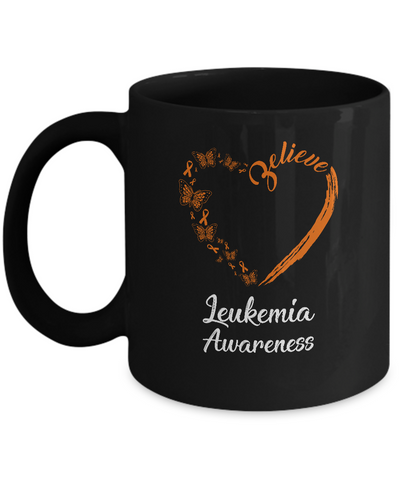 Butterfly Believe Leukemia Awareness Ribbon Gifts Mug-Coffee Mug-11oz Mug-Black