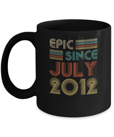 Epic Since July 2012 Vintage 9th Birthday Gifts Youth Mug-Coffee Mug-11oz Mug-Black