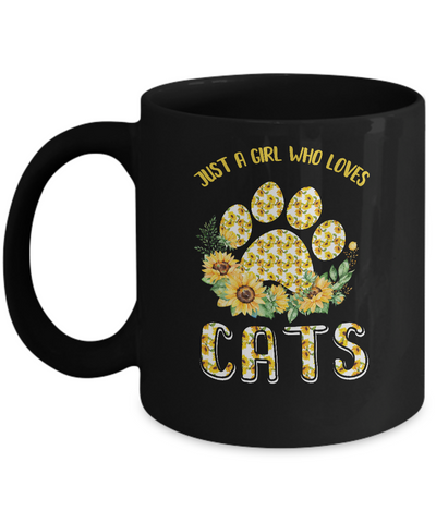 Just A Girl Who Loves Cats And Sunflowers Mug-Coffee Mug-11oz Mug-Black