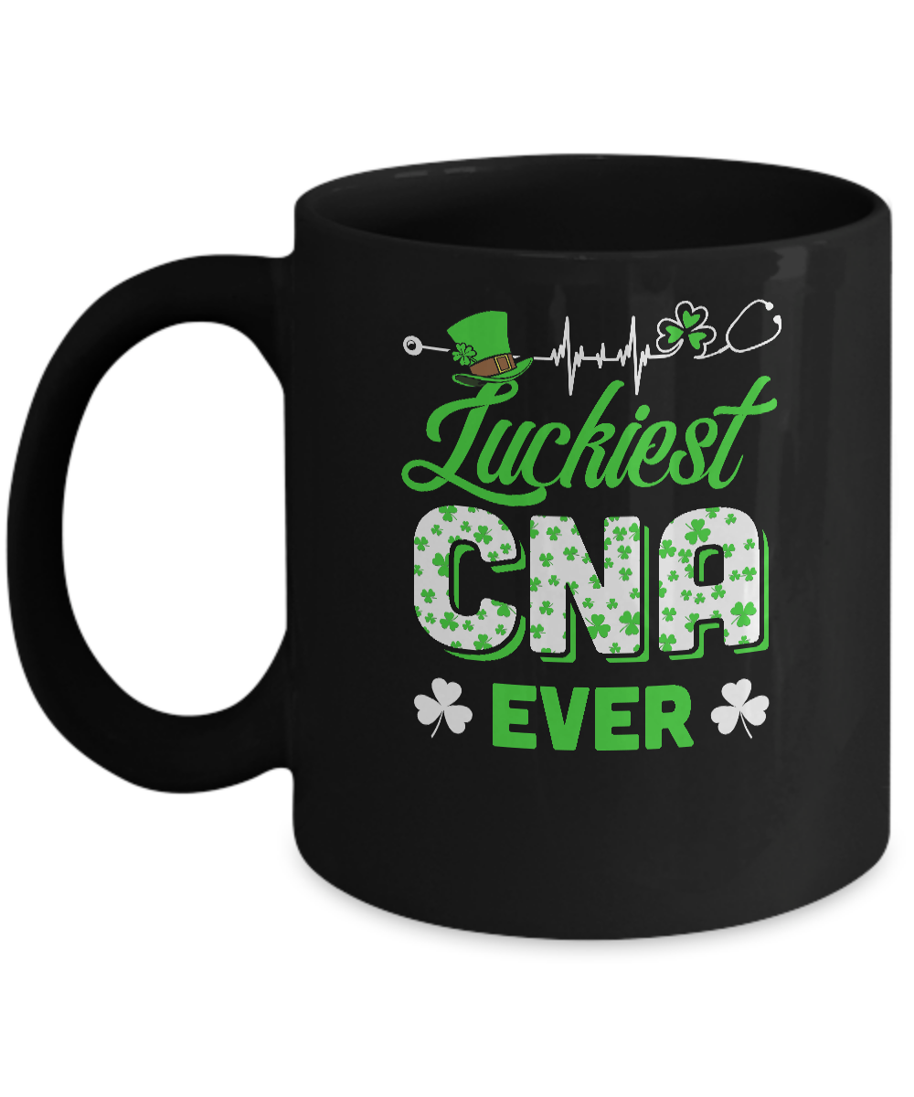 Luckiest CNA Nurse Ever Shamrock Top Hat St Patrick's Day Mug-Coffee Mug-11oz Mug-Black