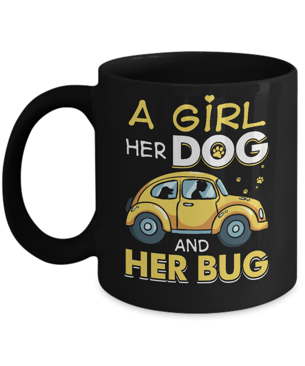 A Girl Her Dog And Her Bug Mug-Coffee Mug-11oz Mug-Black