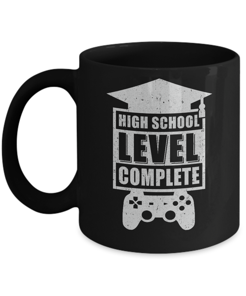 High School Level Complete Graduation Video Gamer Mug-Coffee Mug-11oz Mug-Black