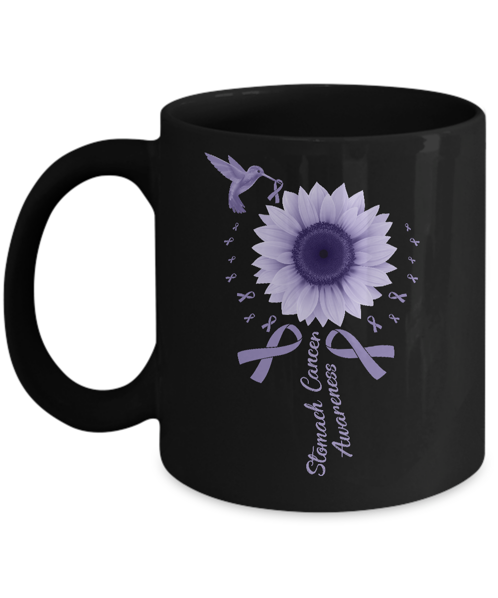 Hummingbird Sunflower Periwinkle Stomach Cancer Awareness Mug-Coffee Mug-11oz Mug-Black