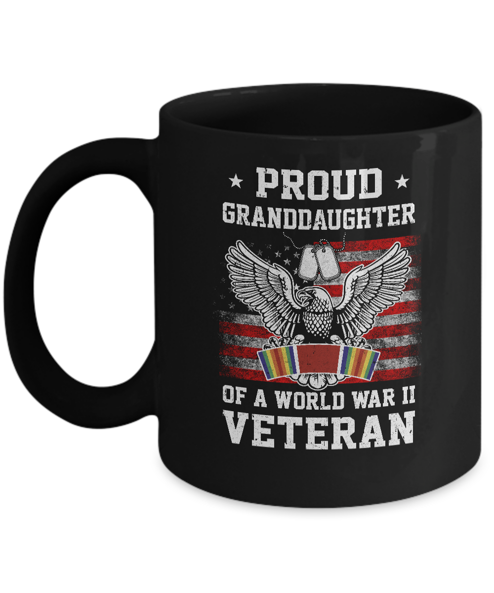 Proud Granddaughter Of World War 2 Veteran Patriotic Mug-Coffee Mug-11oz Mug-Black