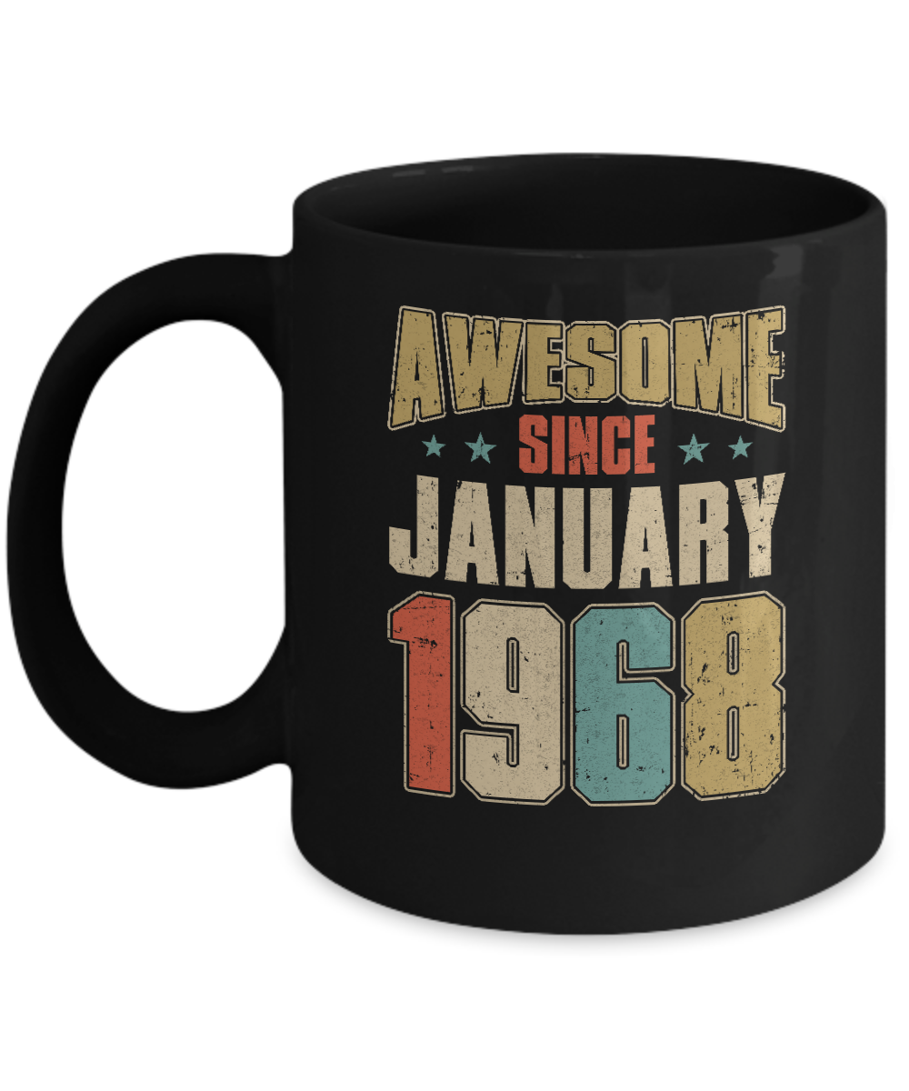 Vintage Retro Awesome Since January 1968 54th Birthday Mug