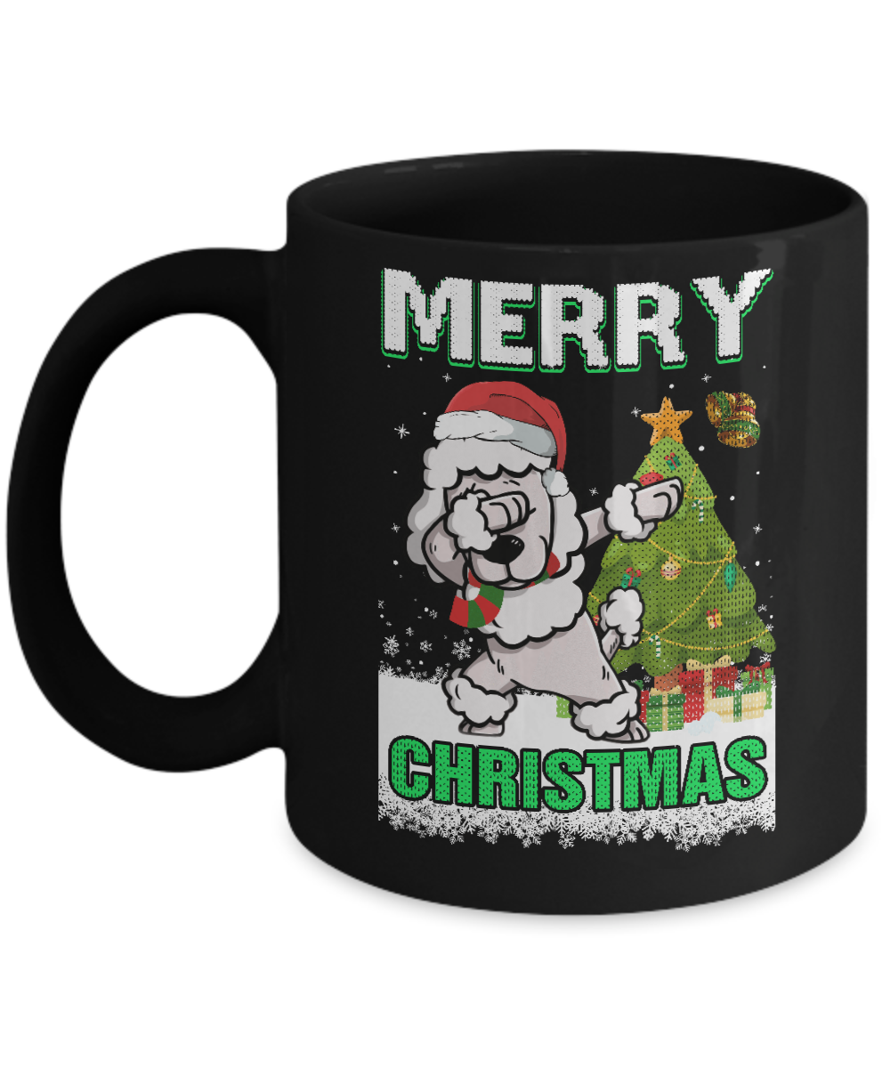 Cute Poodle Claus Merry Christmas Ugly Sweater Mug-Coffee Mug-11oz Mug-Black