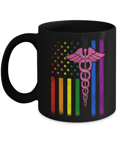 Nurse Rainbow Lgbt Flag Pride Lesbian Gay Super Stronger Mug-Coffee Mug-11oz Mug-Black