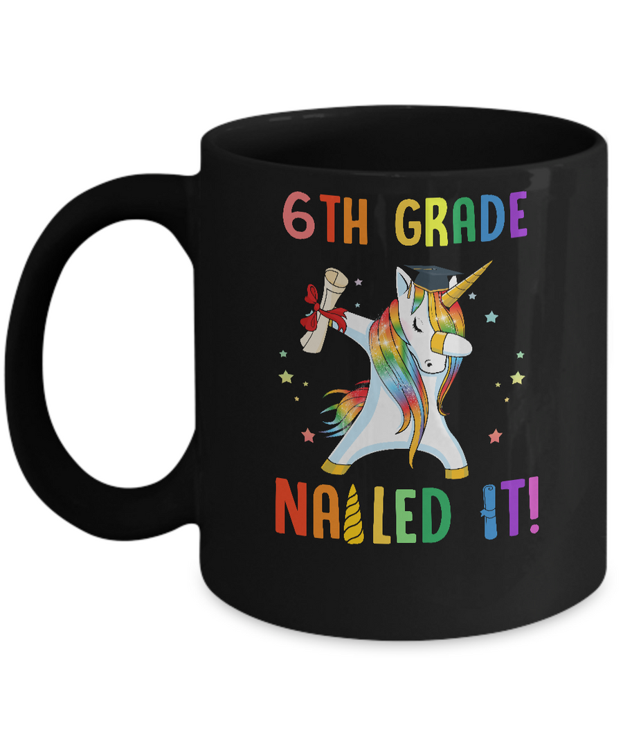 Dabbing 6th Grade Unicorn Nailed It Graduation Class Of 2021 Youth Mug-Coffee Mug-11oz Mug-Black