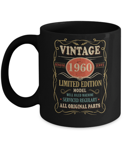 Vintage 1960 61th Birthday All Original Parts Gift Mug-Coffee Mug-11oz Mug-Black