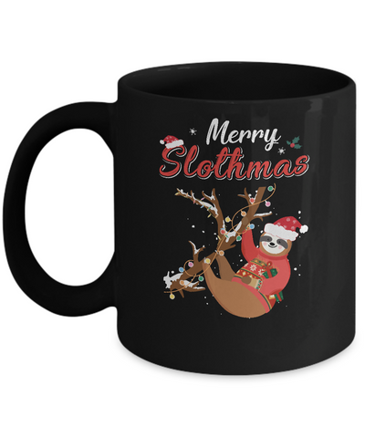 Merry Slothmas Christmas Pajama For Sloth Lovers Mug-Coffee Mug-11oz Mug-Black