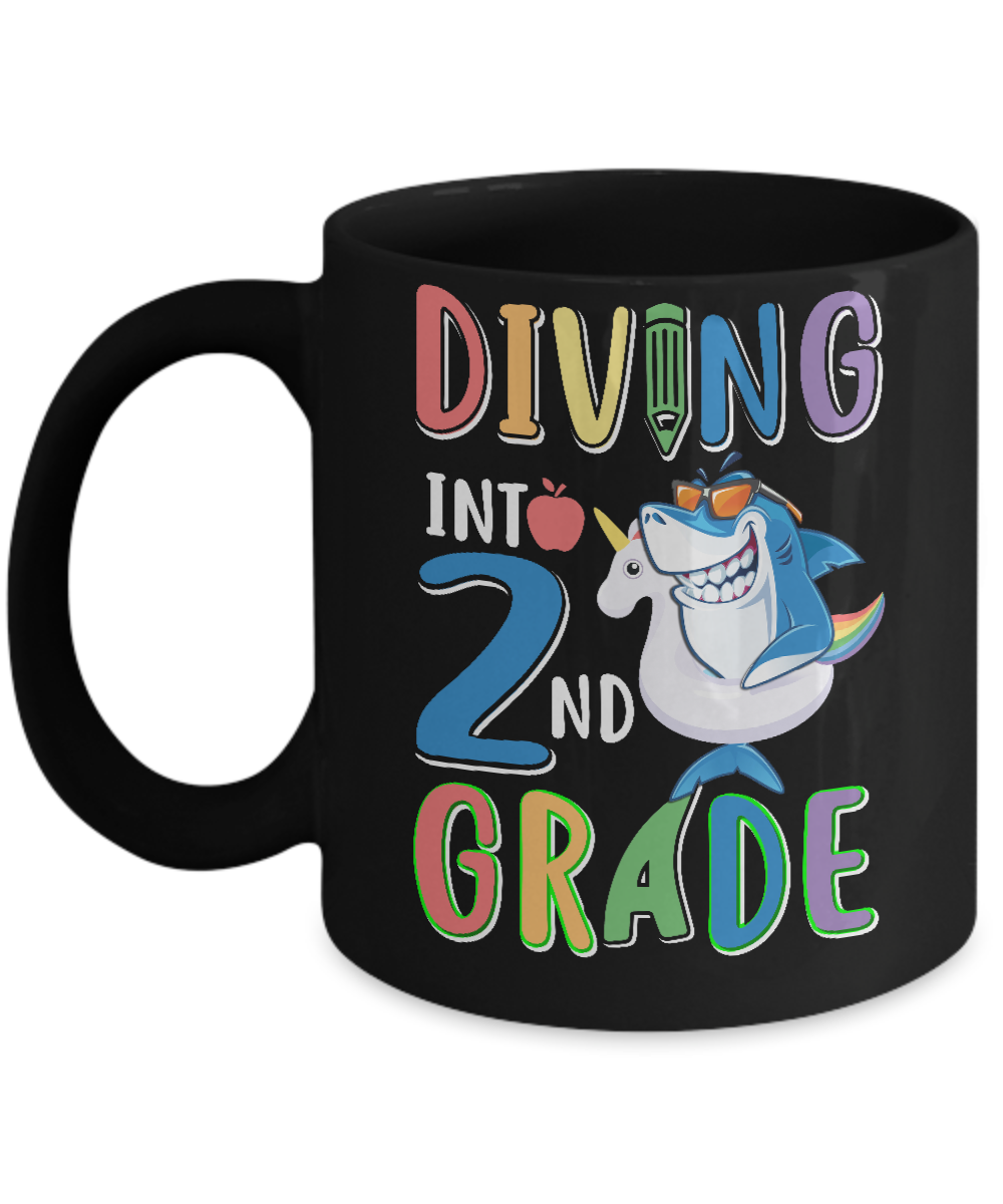 Diving Into 2nd Grade Back To School Shark Mug-Coffee Mug-11oz Mug-Black