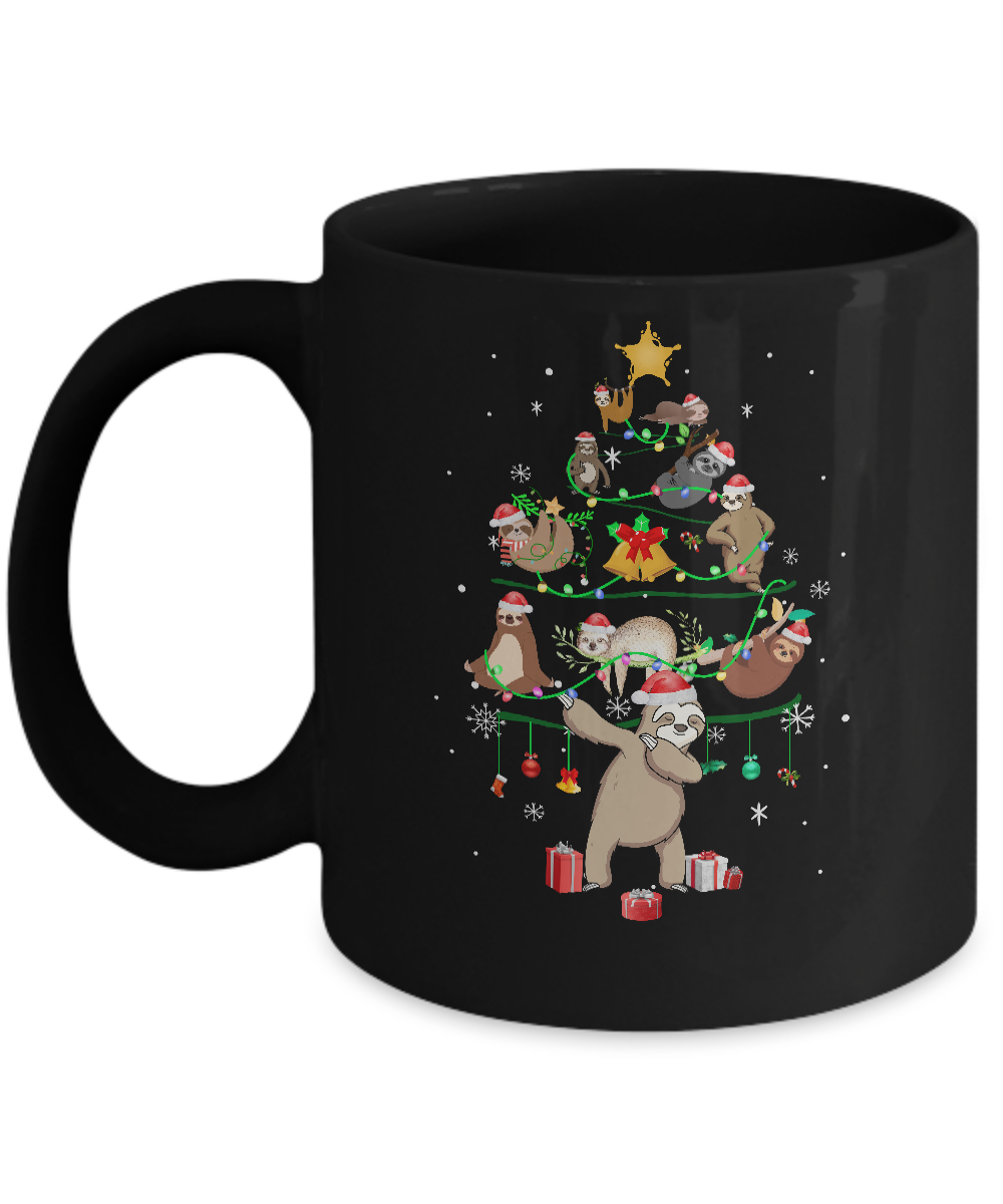 Sloth Christmas Tree Lights Funny Sloth Xmas Gift Mug
