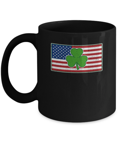 Shamrock Ireland USA Irish American Flag Gift Mug-Coffee Mug-11oz Mug-Black
