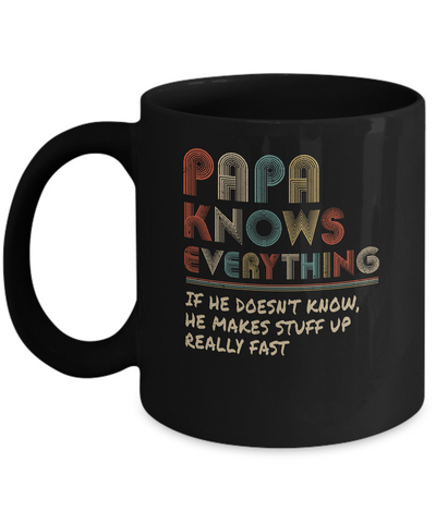 Papa Know Everything Vintage Papa Father's Day Gift Mug-Coffee Mug-11oz Mug-Black