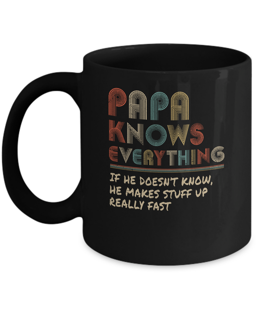 Papa Know Everything Vintage Papa Father's Day Gift Mug-Coffee Mug-11oz Mug-Black