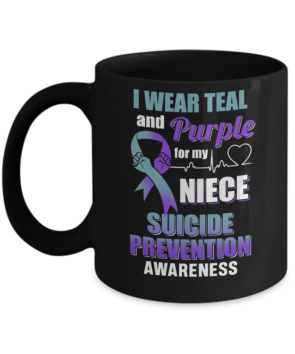 I Wear Teal And Purple For My Niece Suicide Prevention Mug