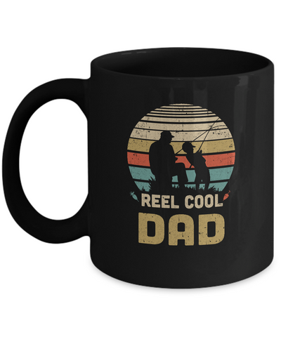 Vintage Father's Day Gift Reel Cool Dad Fishing Mug-Coffee Mug-11oz Mug-Black