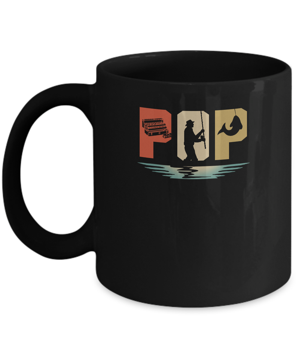 Vintage Fishing Pop Father's Day Gift Mug-Coffee Mug-11oz Mug-Black