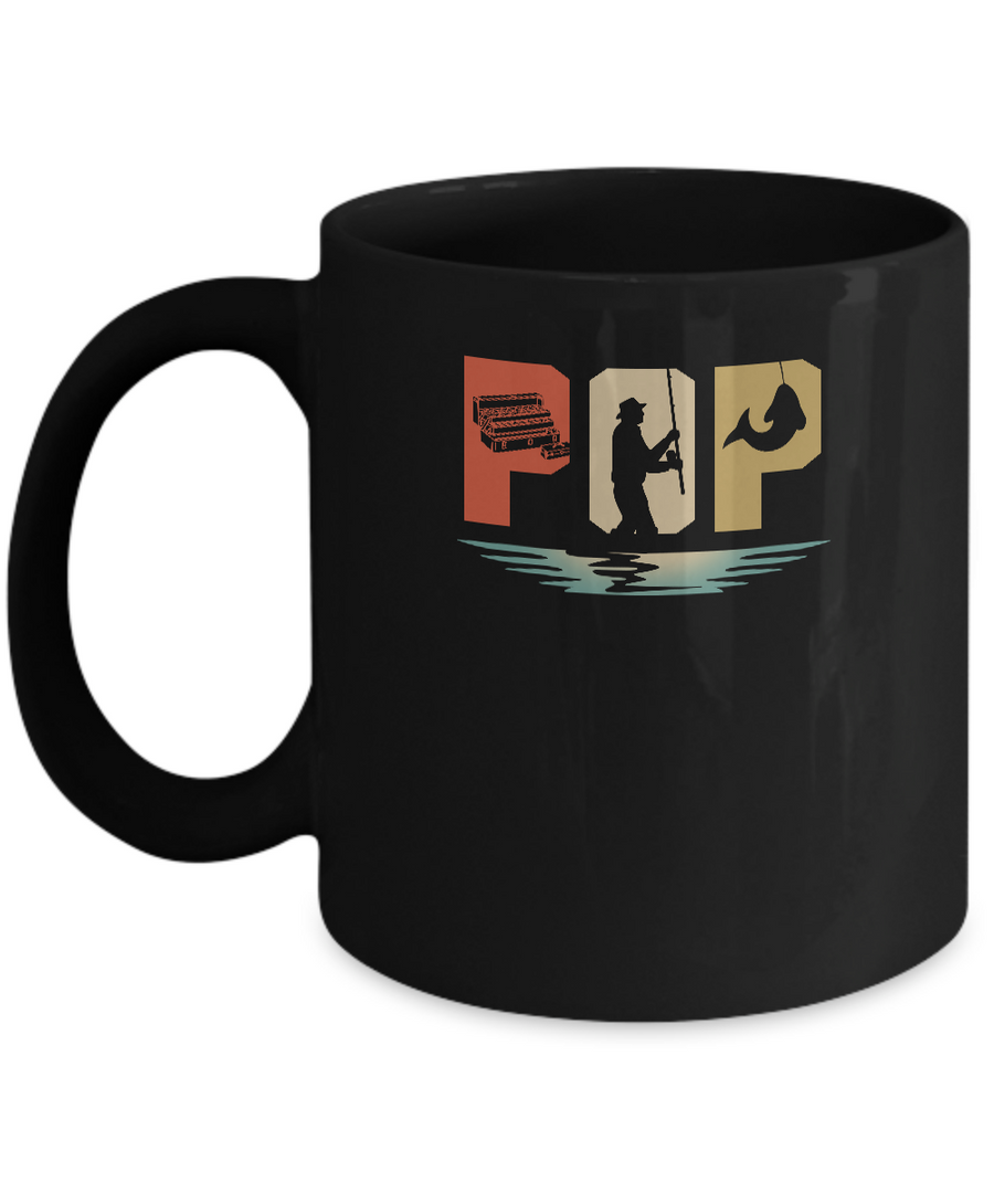 Vintage Fishing Pop Father's Day Gift Mug-Coffee Mug-11oz Mug-Black