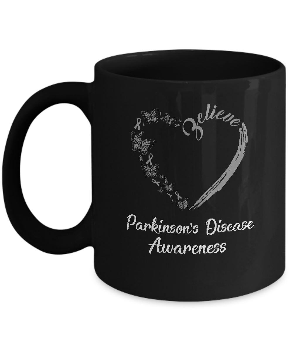 Butterfly Believe Parkinson's Disease Awareness Ribbon Gifts Mug-Coffee Mug-11oz Mug-Black