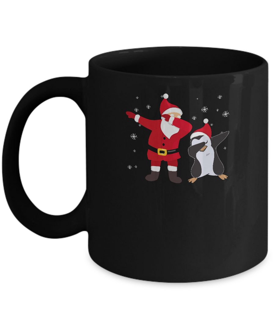 Dabbing Santa Penguin Funny Dab Dance Christmas Gift Mug-Coffee Mug-11oz Mug-Black
