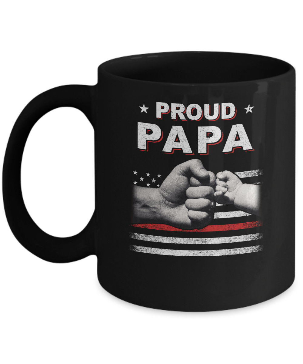 Proud Papa Fireman Firefighter Thin Red Line Flag Fathers Day Mug
